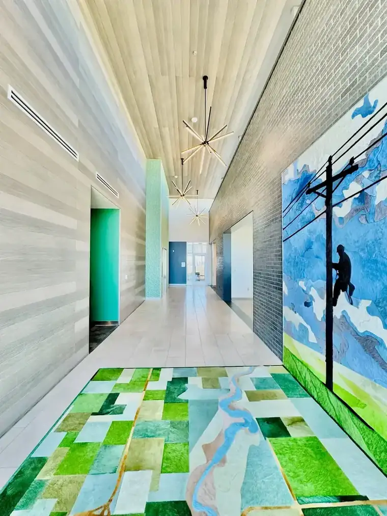 Entry corridor at the Oklahoma Electric Cooperative administration building, finished by Geddes-Armstrong Construction